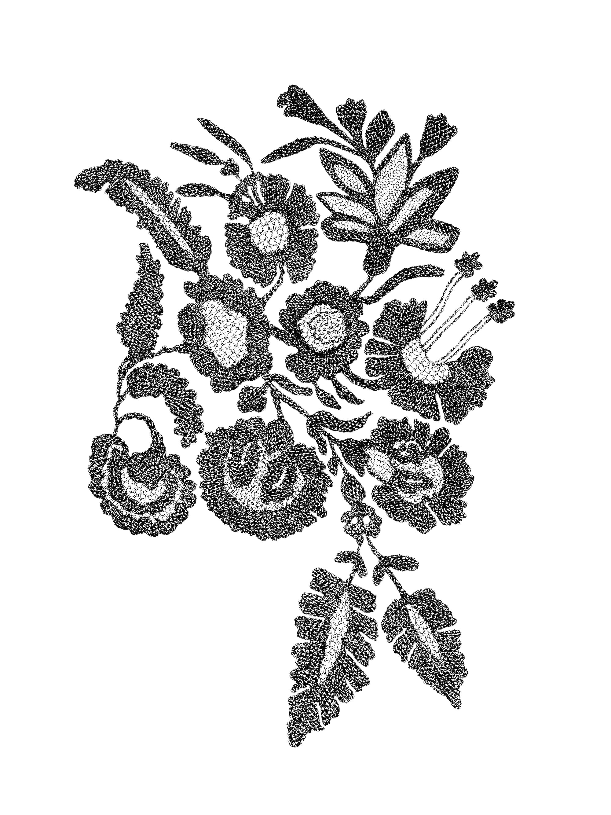 Scandi Embroidered Floral Art Print