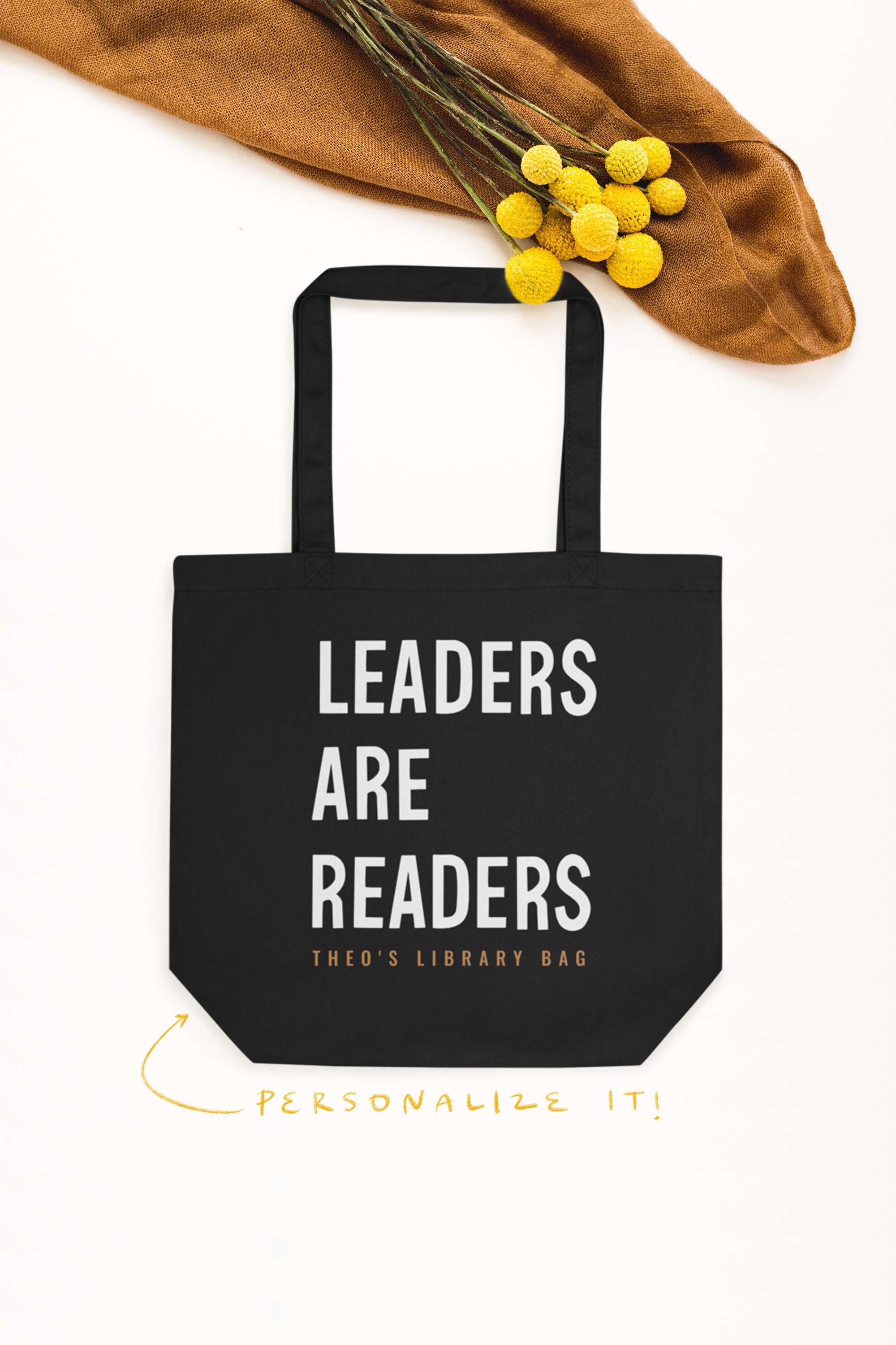 Leaders Are Readers Black & White Eco Tote Bag
