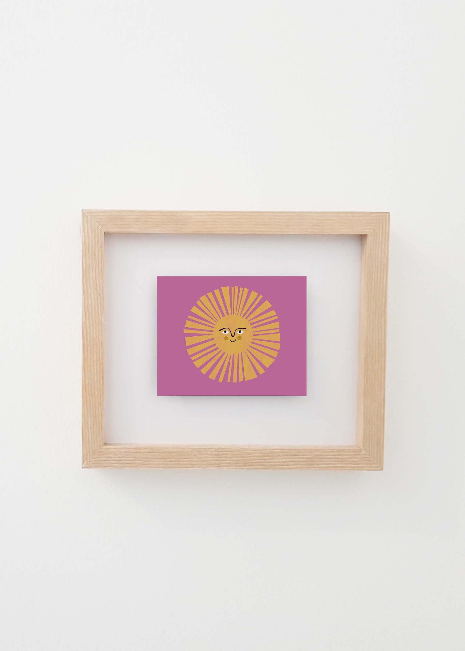 Bright Smiling Sun Art Print // Purple & Pink
