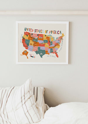USA Illustrated Map Art Print // Dakota