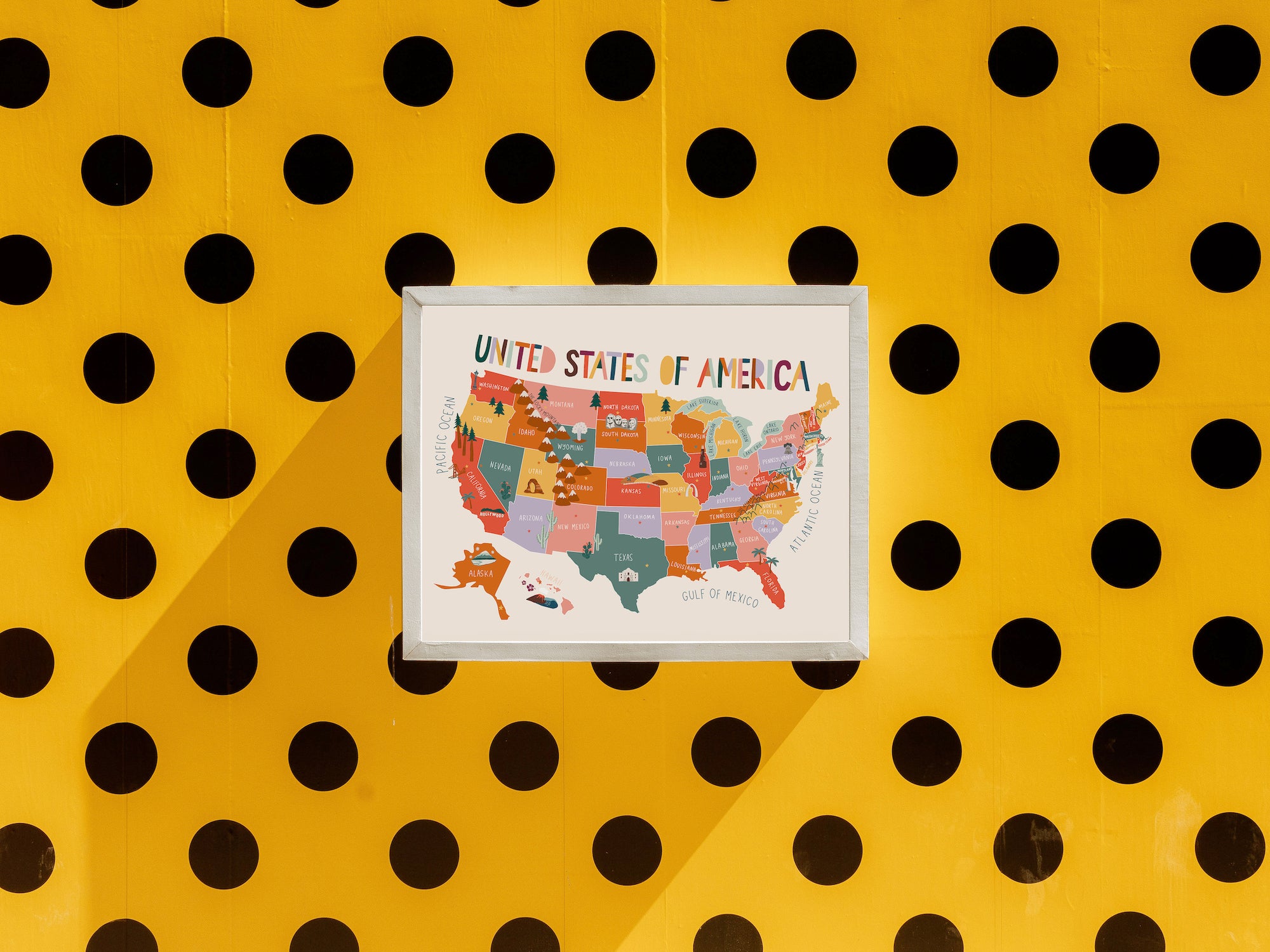 USA Illustrated Map Art Print // Dakota